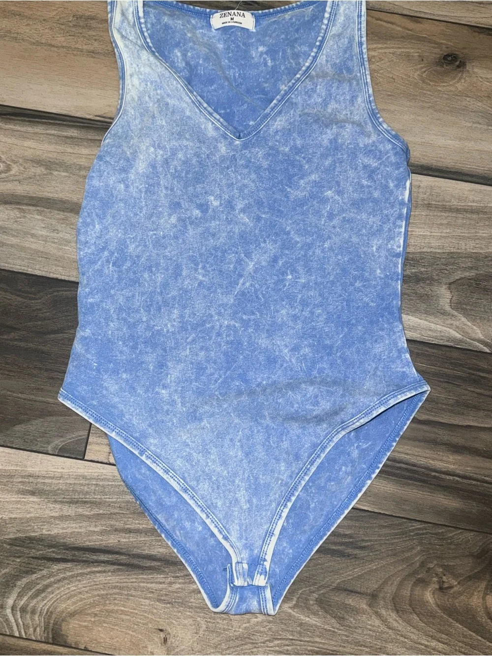 Zenana Outfitters Light Blue Acid-Wash women’s medium One-Piece Bodysuit - Picture 1 of 3